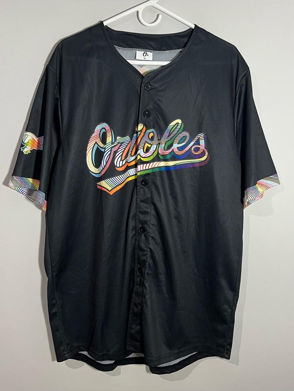 MLB Baltimore Orioles 2025 Pride Night Black Multi Color Baseball Jersey Mens XL